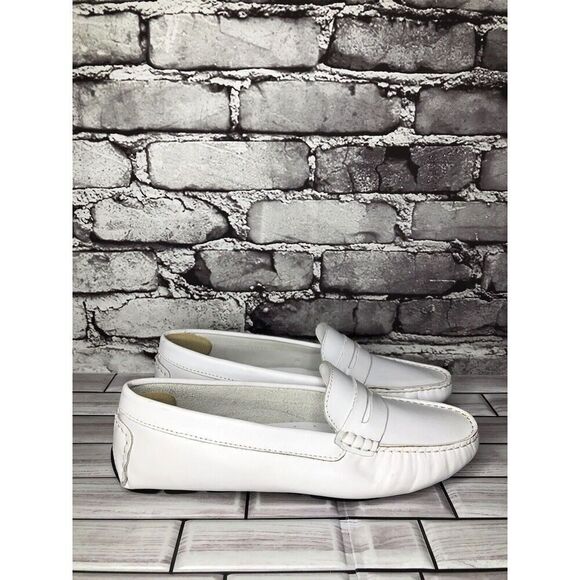 Massimo Matteo Firenze White Leather Driving Moccasins Flats Shoes Women Sz 10B - Picture 13 of 16